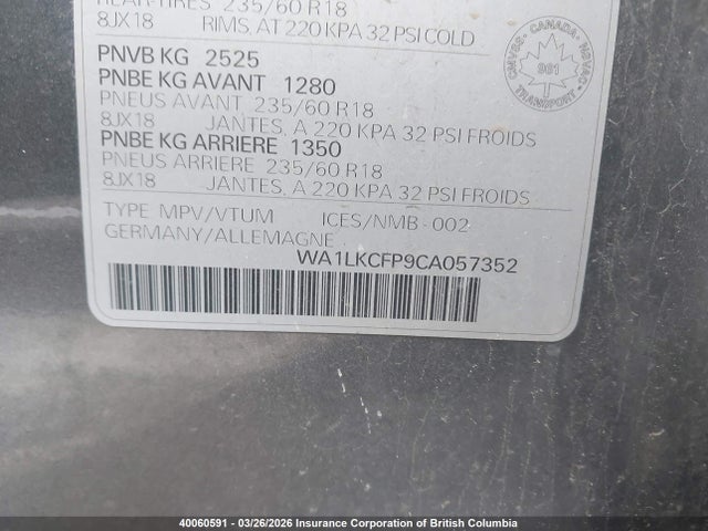 Aukcja sprzedaży 2012 Audi Q5, vin: WA1LKCFP9CA057352, numer aukcji: 40060591