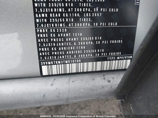 Продажа на аукционе авто 2026 Volkswagen Tiguan Comfortline 4motion, vin: 3VVMR7RM3TM010109, номер лота: 40060639