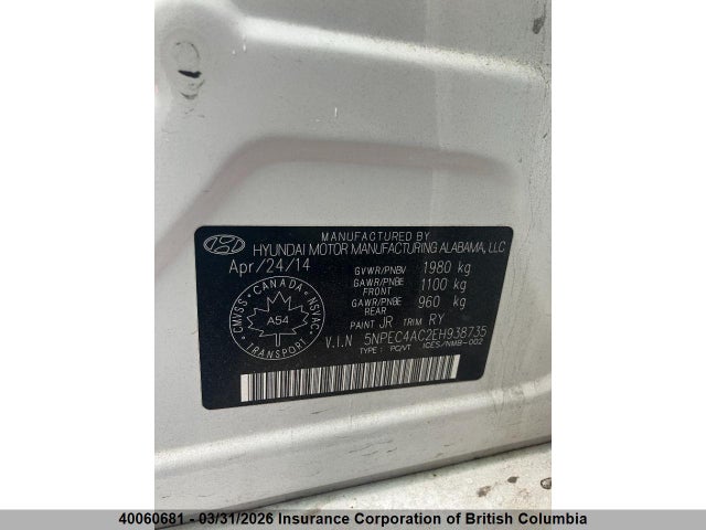 Aukcja sprzedaży 2014 Hyundai Sonata Se/limited, vin: 5NPEC4AC2EH938735, numer aukcji: 40060681