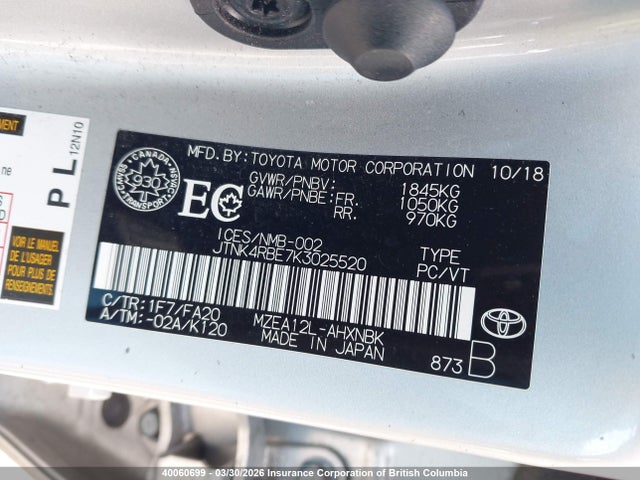 JTNK4RBE7K3025520 Toyota Corolla