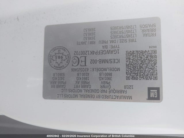 1GAWGEFP4K1200702 Chevrolet Express G2500 Ls
