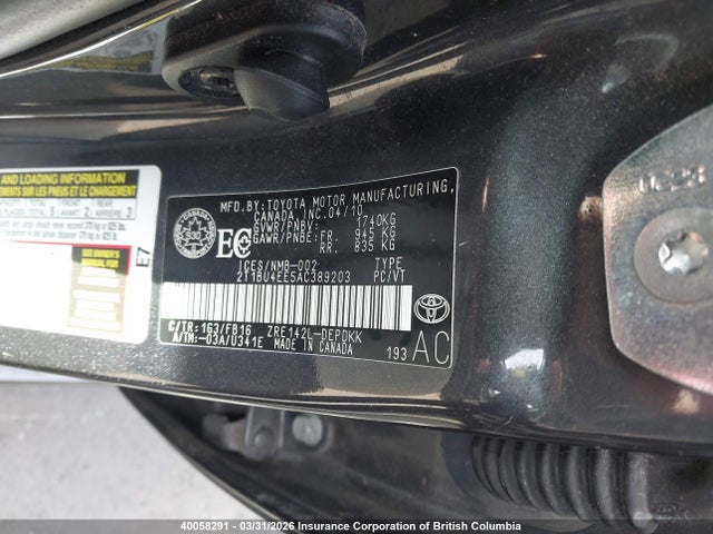 Aukcja sprzedaży 2010 Toyota Corolla S/le/xle, vin: 2T1BU4EE5AC389203, numer aukcji: 40058291