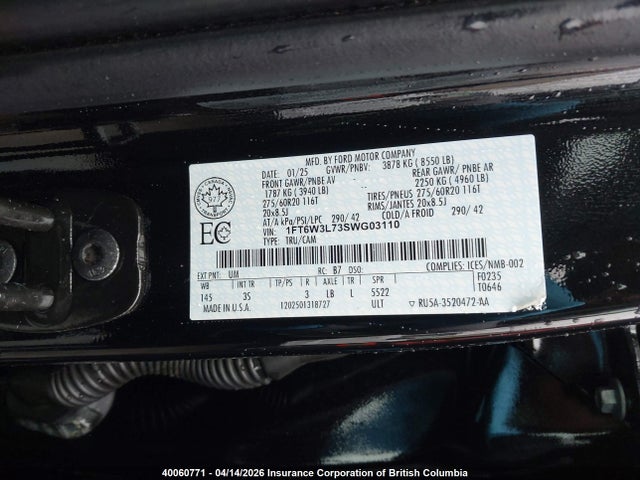1FT6W3L73SWG03110 Ford F150