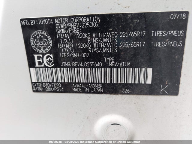JTMRJREV4JD235640 Toyota RAV4
