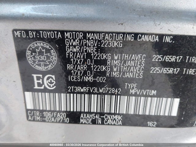 2T3RWRFV3LW072842 Toyota RAV4