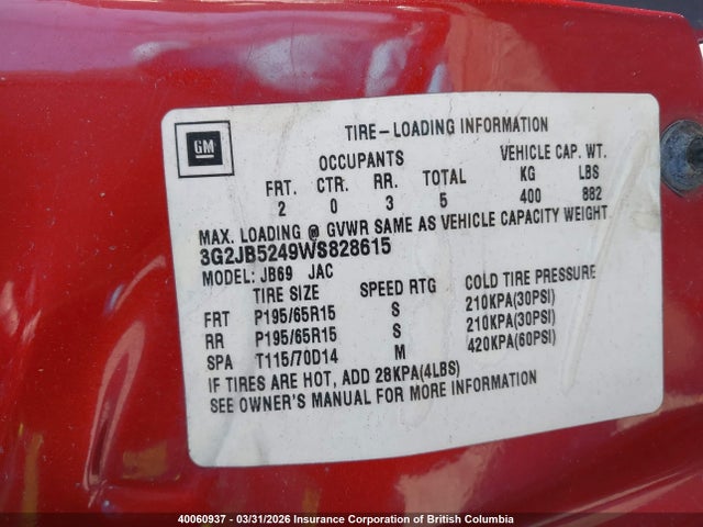 Aukcja sprzedaży 1998 Pontiac Sunfire Se, vin: 3G2JB5249WS828615, numer aukcji: 40060937