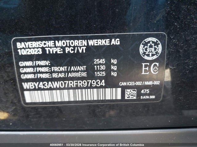 WBY43AW07RFR97934 BMW I4