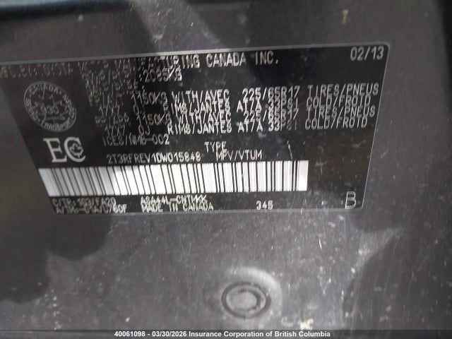 40061098 :رقم المزاد ، 2T3RFREV1DW015848 vin ، 2013 Toyota Rav4 مزاد بيع
