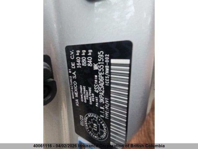 3KPA25AD6PE551595 KIA Rio