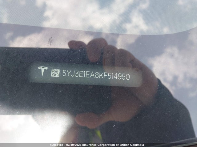 Aukcja sprzedaży 2019 Tesla Model 3, vin: 5YJ3E1EA8KF514950, numer aukcji: 40061181