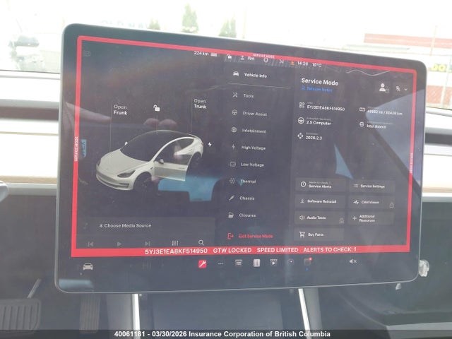 Aukcja sprzedaży 2019 Tesla Model 3, vin: 5YJ3E1EA8KF514950, numer aukcji: 40061181