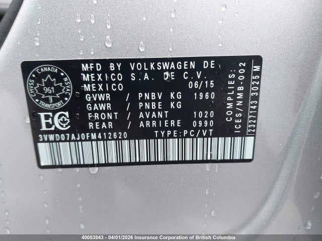 3VWD07AJ0FM412620 Volkswagen JETTA SE
