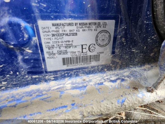 3N1CE2CP1HL373228 Nissan Versa