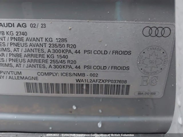 WA1L2AFZXPP037698 Audi Q4 E-tron Premium