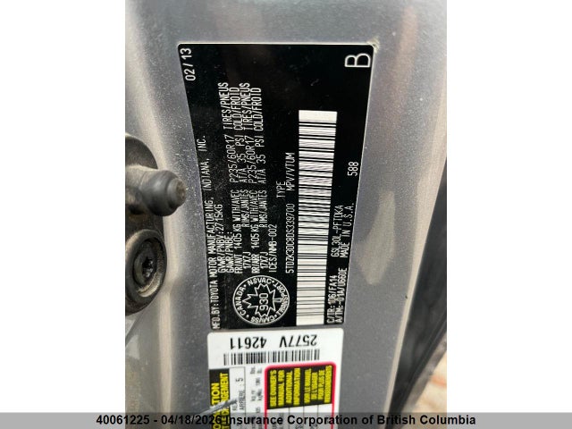 2013 Toyota Sienna მანქანა იყიდება აუქციონზე, vin: 5TDZK3DC8DS339700, აუქციონის ნომერი: 40061225