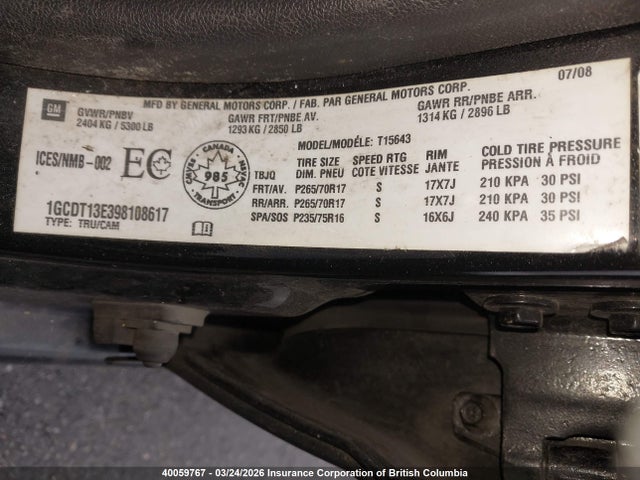 Aukcja sprzedaży 2009 Chevrolet Colorado, vin: 1GCDT13E398108617, numer aukcji: 40059767
