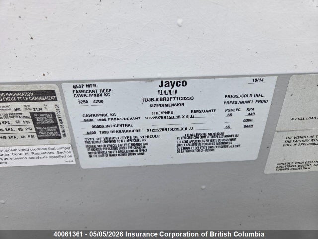 Продажа на аукционе авто 2015 Jayco Jay Flight, vin: 1UJBJ0BR3F7TC0233, номер лота: 40061361
