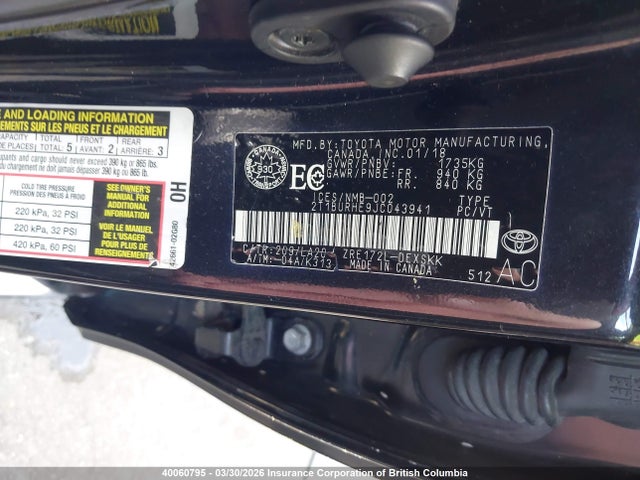 40060795 :رقم المزاد ، 2T1BURHE9JC043941 vin ، 2018 Toyota Corolla L/le/xle/se/xse مزاد بيع