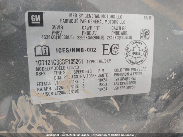 Aukcja sprzedaży 2011 Gmc Sierra K2500 Slt, vin: 1GT121C86BF105261, numer aukcji: 40059208