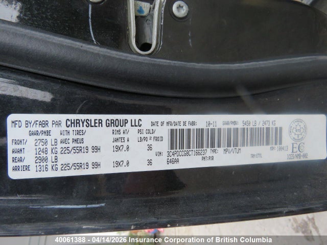 Продажа на аукционе авто 2012 Dodge Journey Sxt, vin: 3C4PDCCG8CT166237, номер лота: 40061388