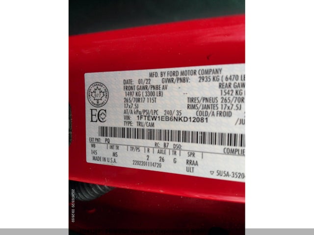 Продажа на аукционе авто 2022 Ford F150, vin: 1FTEW1EB6NKD12081, номер лота: 40061389