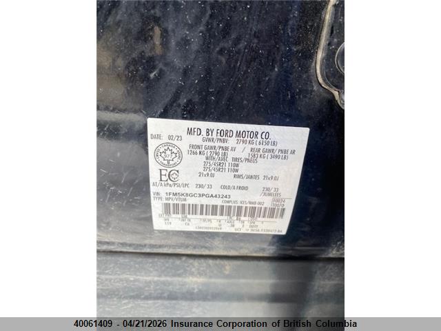 1FM5K8GC3PGA43243 Ford Explorer St