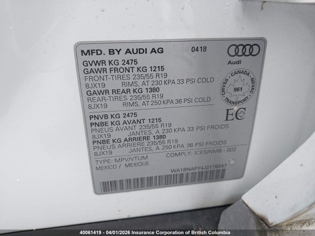 WA1BNAFY4J2178247 Audi Q5