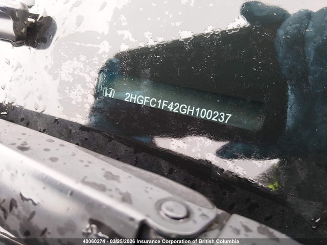 40060274 :رقم المزاد ، 2HGFC1F42GH100237 vin ، 2016 Honda Civic Ex مزاد بيع