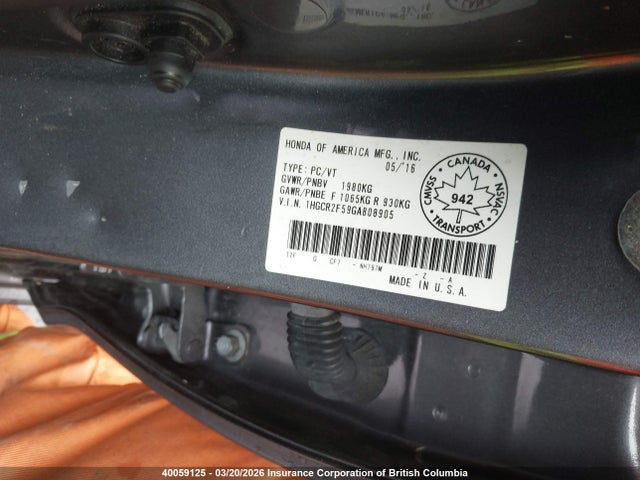 1HGCR2F59GA808905 Honda Accord Sport
