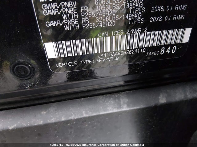 JA4T5WA90RZ624110 Mitsubishi Outlander Sel