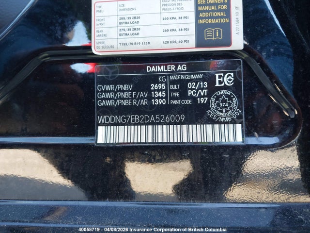 Aukcja sprzedaży 2013 Mercedes-benz S 63 Amg, vin: WDDNG7EB2DA526009, numer aukcji: 40058719