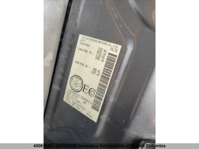 1N4AA6APXJC384925 Nissan Maxima 3.5s/sv/sl/sr/plat