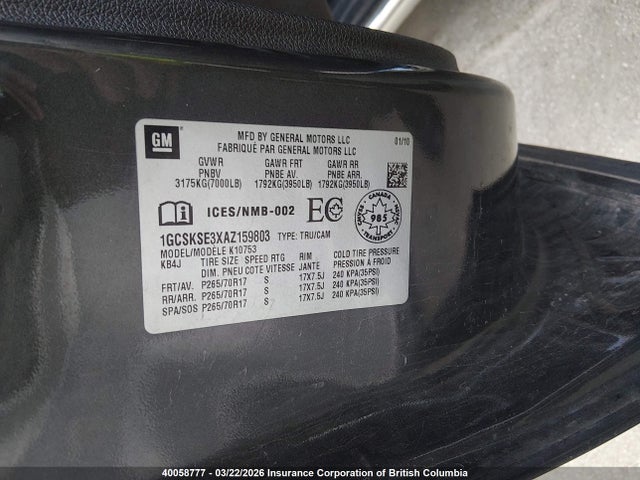 Aukcja sprzedaży 2010 Chevrolet Silverado K1500 Lt, vin: 1GCSKSE3XAZ159803, numer aukcji: 40058777