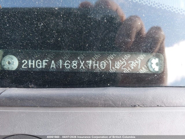 2007 Honda Civic მანქანა იყიდება აუქციონზე, vin: 2HGFA168X7H014277, აუქციონის ნომერი: 40061660