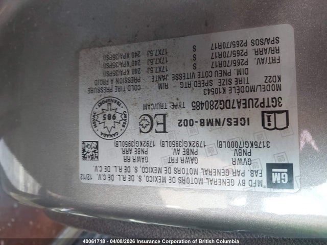 Aukcja sprzedaży 2013 Gmc Sierra K1500 Sl, vin: 3GTP2UEA7DG280485, numer aukcji: 40061718