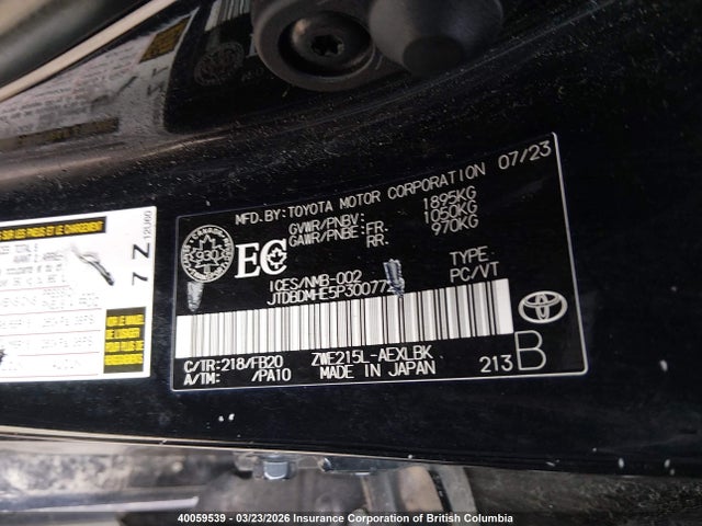 2023 Toyota Corolla Le/se/night Shade მანქანა იყიდება აუქციონზე, vin: JTDBDMHE5P3007720, აუქციონის ნომერი: 40059539