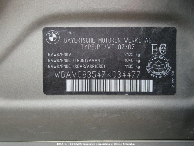 Продажа на аукционе авто 2007 Bmw 328xi, vin: WBAVC93547K034477, номер лота: 40061753