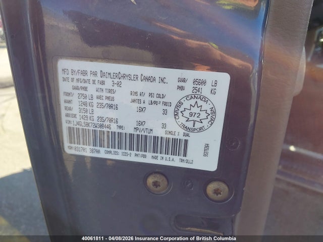 Aukcja sprzedaży 2002 Jeep Liberty Limited, vin: 1J4GL58K72W308446, numer aukcji: 40061811