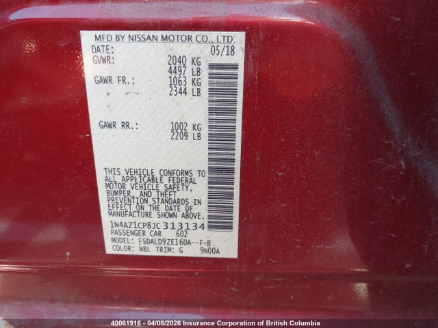 1N4AZ1CP8JC313134 Nissan Leaf