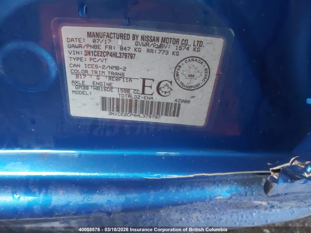 Aukcja sprzedaży 2017 Nissan Versa Note S/s Plus/sv/sl/sr, vin: 3N1CE2CP4HL379797, numer aukcji: 40058876