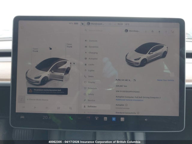 5YJ3E1EAXPF475303 Tesla MODEL 3