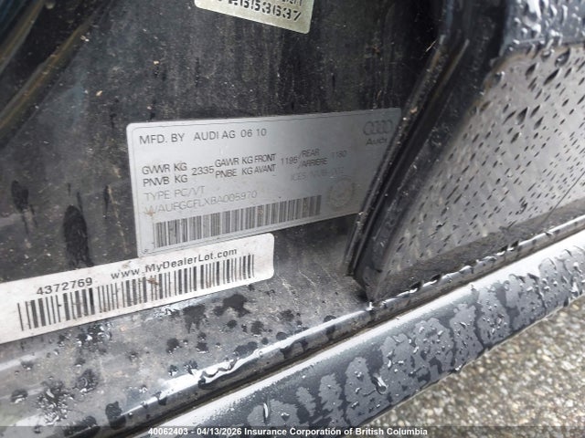Aukcja sprzedaży 2011 Audi S4, vin: WAUFGCFLXBA005970, numer aukcji: 40062403