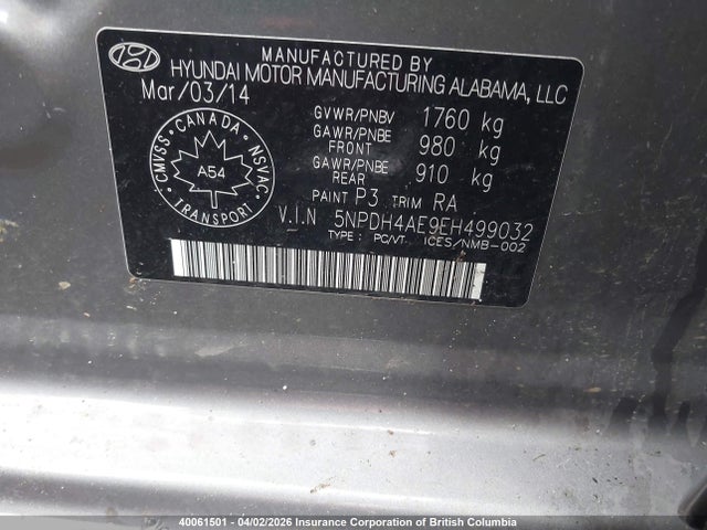 Aukcja sprzedaży 2014 Hyundai Elantra Se/sport/limited, vin: 5NPDH4AE9EH499032, numer aukcji: 40061501