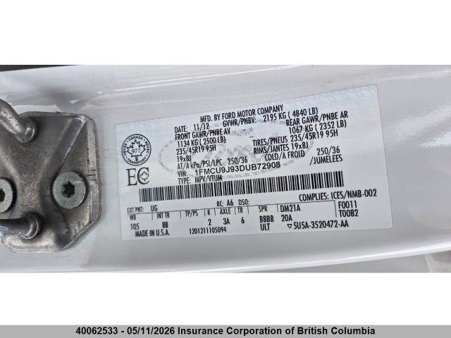 Aukcja sprzedaży 2013 Ford Escape Titanium, vin: 1FMCU9J93DUB72908, numer aukcji: 40062533