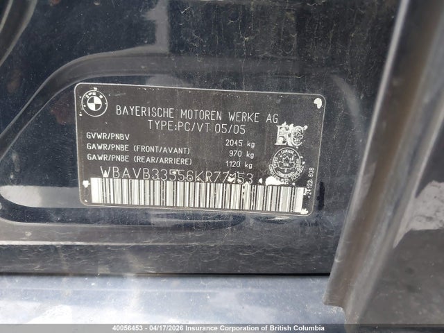 40056453 :رقم المزاد ، WBAVB33556KR77153 vin ، 2006 Bmw 330 I مزاد بيع
