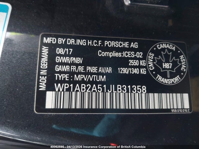 WP1AB2A51JLB31358 Porsche Macan