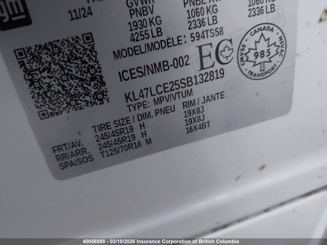 Aukcja sprzedaży 2025 Buick Envista Avenir, vin: KL47LCE25SB132819, numer aukcji: 40056888