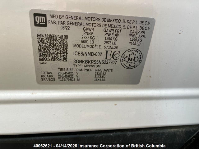 3GNKBKRS5NS237707 Chevrolet BLAZER RS