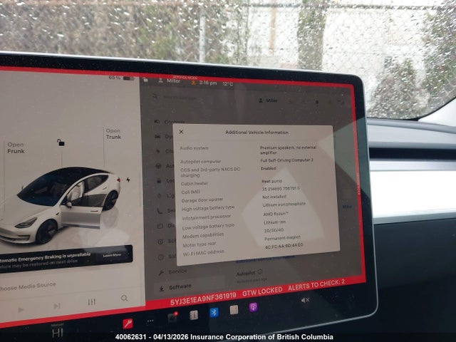 40062631 :رقم المزاد ، 5YJ3E1EA9NF361919 vin ، 2022 Tesla Model 3 مزاد بيع