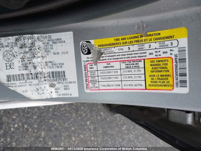 Продаж на аукціоні авто 2010 Ford Fusion Se, vin: 3FAHP0HA0AR397891, номер лоту: 40062651